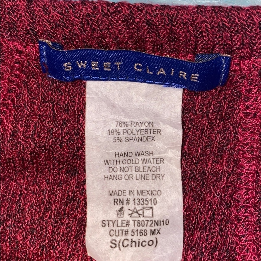 Sweet Claire Maroon dark red tank top SMALL - Picture 3 of 4